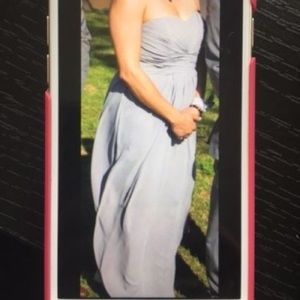 Long strapless chiffon dress, Davids Bridal Mystic